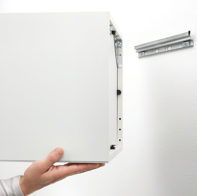 IKEA EKET Wall mounted media shelf w rail, white, 70x35x35 cm