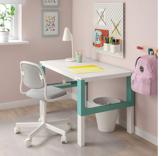 IKEA PĂ…HL Desk, white/turquoise, 96x58 cm