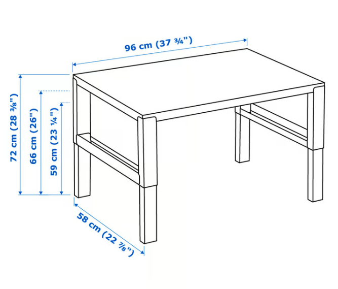IKEA PÅHL Desk, white/turquoise, 96x58 cm