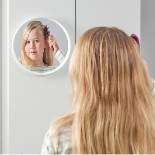 IKEA HÄNGIG Mirror, white/round, 26 cm