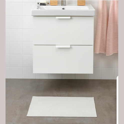IKEA FINTSEN Bath mat, white, 40x60 cm