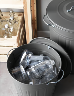 IKEA KNODD Bin with lid, grey, 16 l