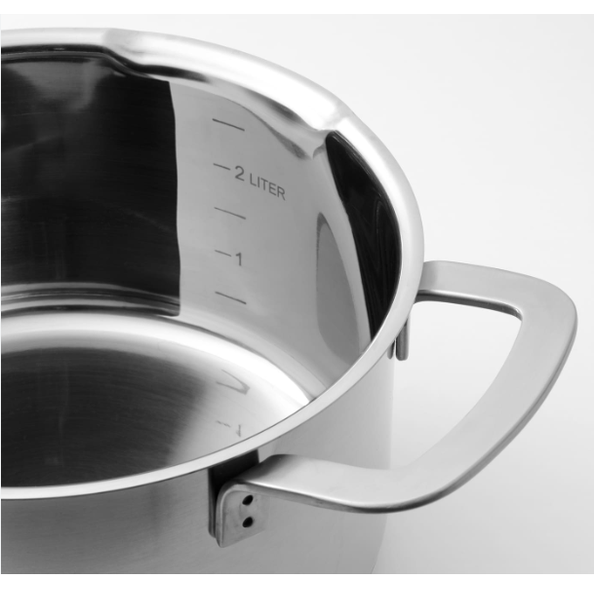 IKEA Saucepan with lid, stainless steel/glass, 2 liter
