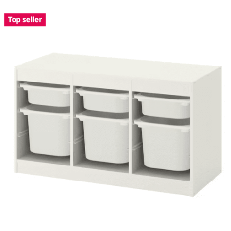 IKEA Storage combination with boxes, white/white, 99x44x56 cm