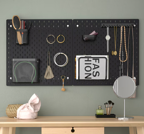 SKÅDIS Pegboard, black, 56x56 cm