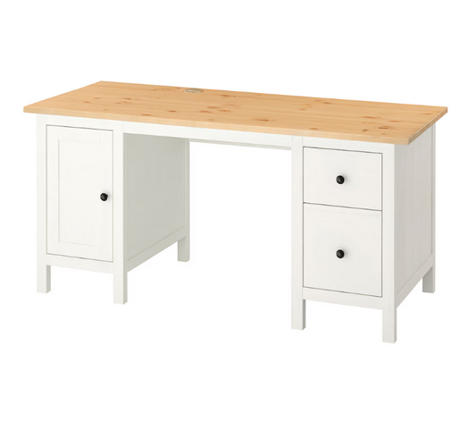 IKEA HEMNES Desk, white stain/light brown, 155x65 cm