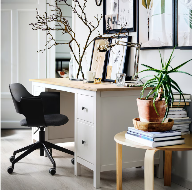 IKEA HEMNES Desk, white stain/light brown, 155x65 cm