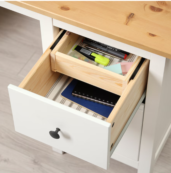 IKEA HEMNES Desk, white stain/light brown, 155x65 cm
