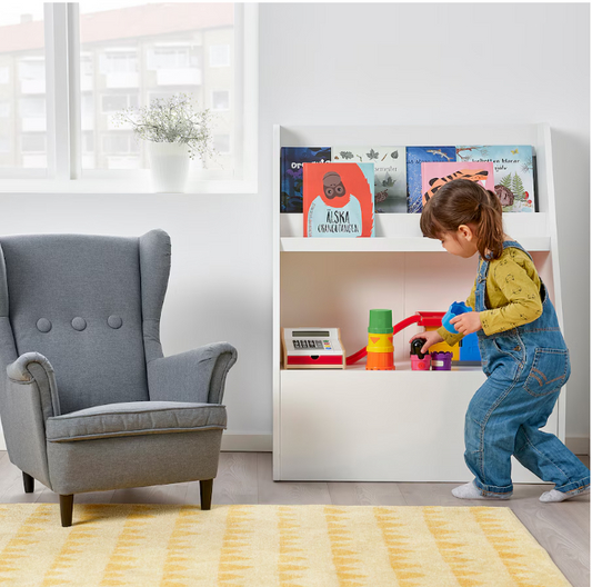 IKEA BERGIG Book display with storage, white