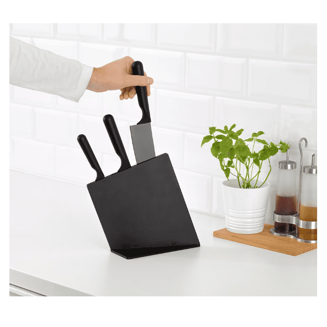 Knife block with 3 knives, black