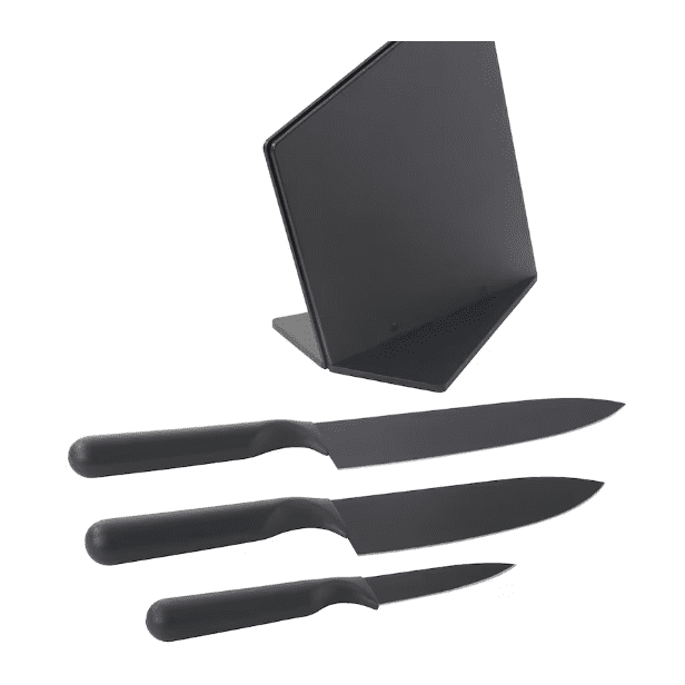 Knife block with 3 knives, black