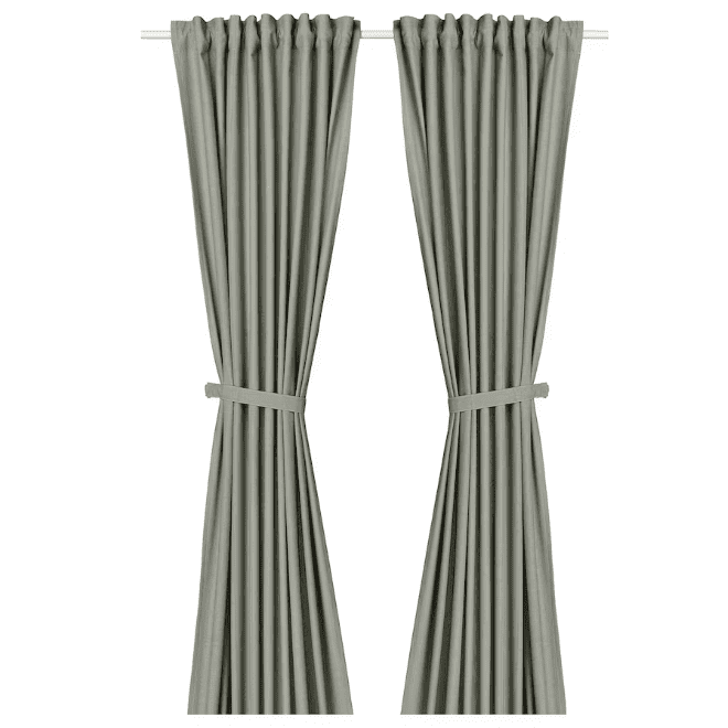 LENDA Curtains with tie-backs, 1 pair, brown-red, 140x300 cm