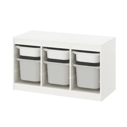IKEA Storage combination with boxes, white, 99x44x56 cm