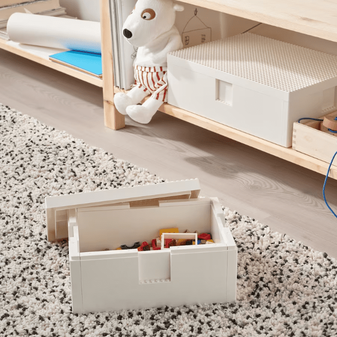 BYGGLEK LEGO® box with lid, white, 26x18x12 cm