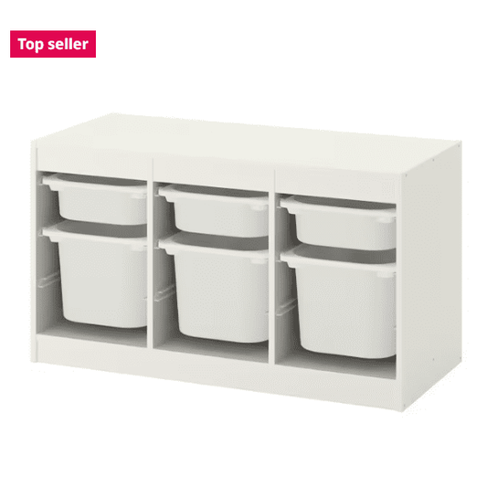 IKEA Storage combination with boxes, white, 99x44x56 cm
