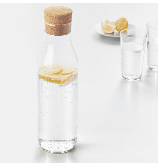 IKEA Carafe with stopper, clear glass/cork, 1 Liter