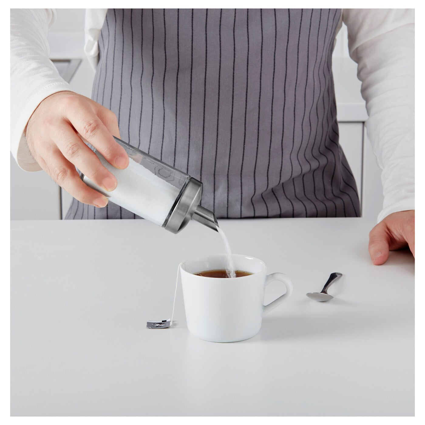 IKEA DOLD Portion sugar shaker, clear glass/stainless steel, 15 cm