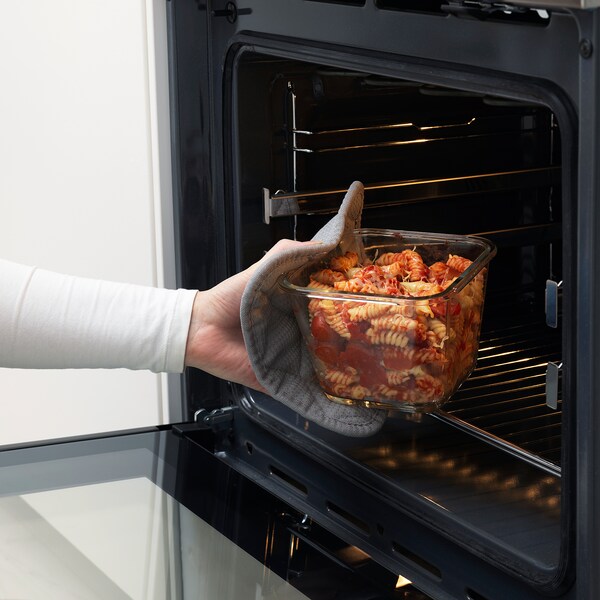 IKEA 365+ Food container with lid, square glass/plastic, 1.2 L