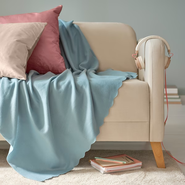THROW BLANCKET, LIGHT BLUE, 120X160 CM