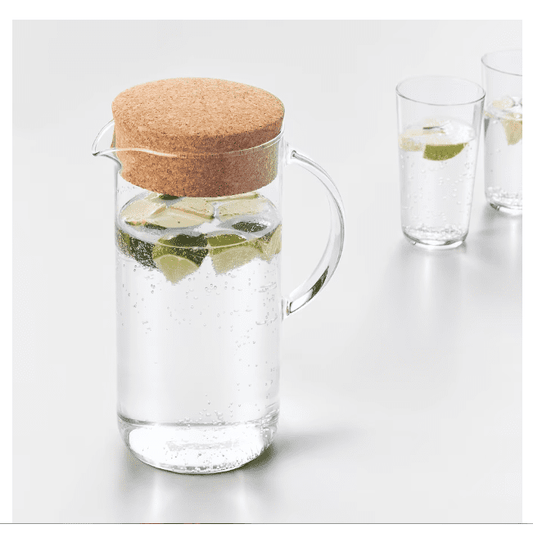 IKEA Jug with lid, clear glass/cork, 1.5 Liter