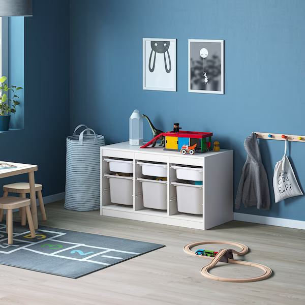 IKEA Storage combination with boxes, white, 99x44x56 cm