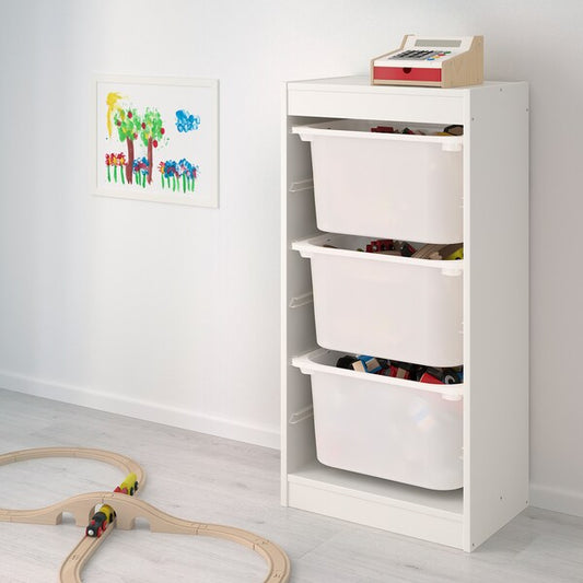 IKEA TROFAST Storage combination with boxes, white/white, 46x30x94 cm
