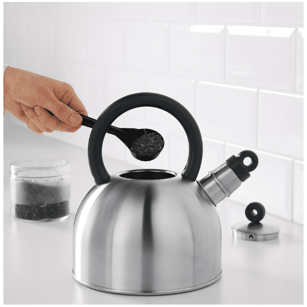 VATTENTÄT Kettle, stainless steel/black, 2 liter