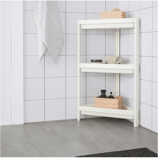 VESKEN Corner shelf unit, white, 33x33x71 cm