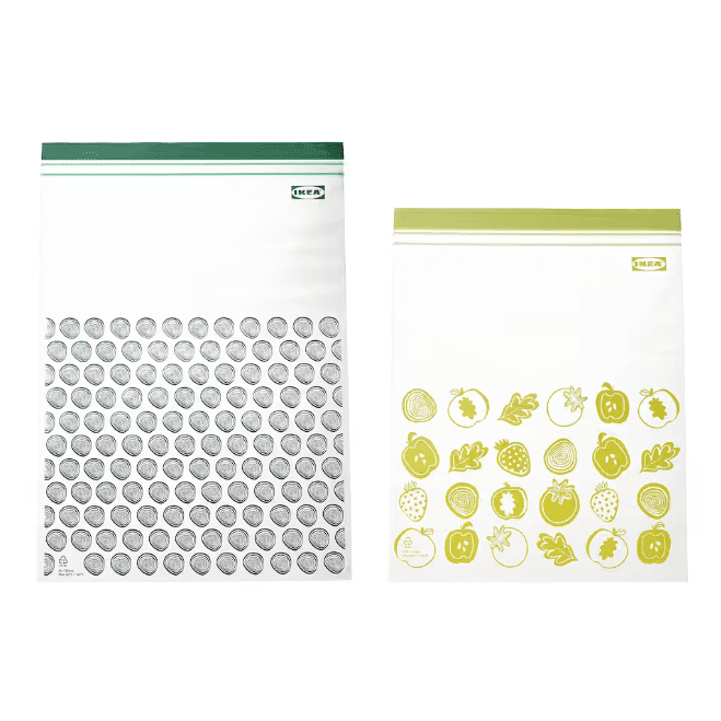 ISTAD Resealable bag, patterned/green 6 LITER ( 15 BAG) + 4.5 LITER (15 BAG)