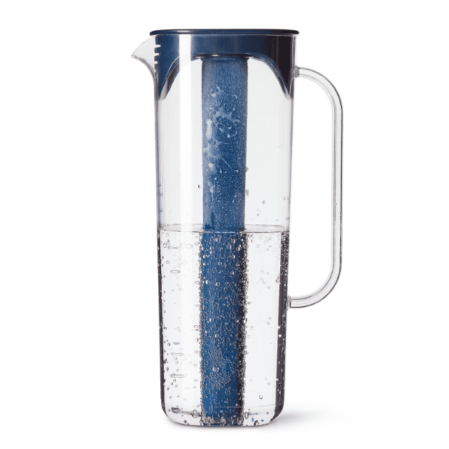 MOPPA Jug with lid, dark blue/transparent, 1.7 l