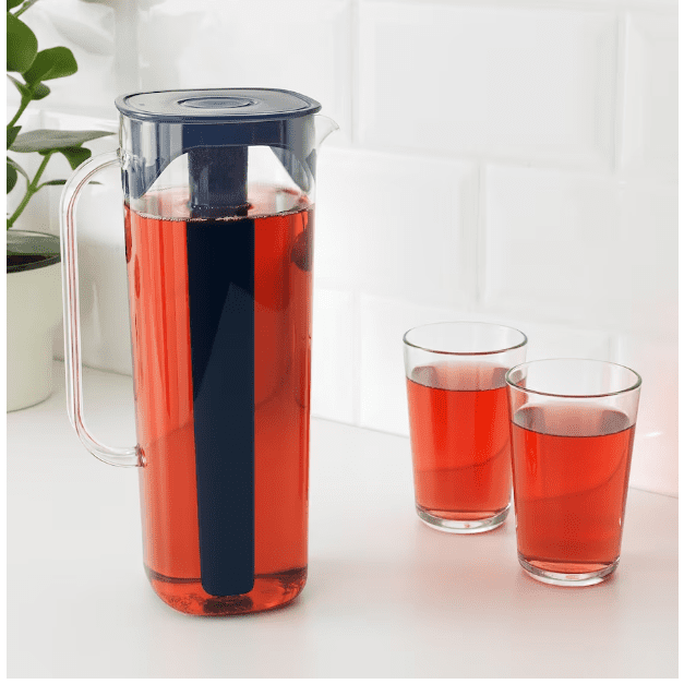 MOPPA Jug with lid, dark blue/transparent, 1.7 l