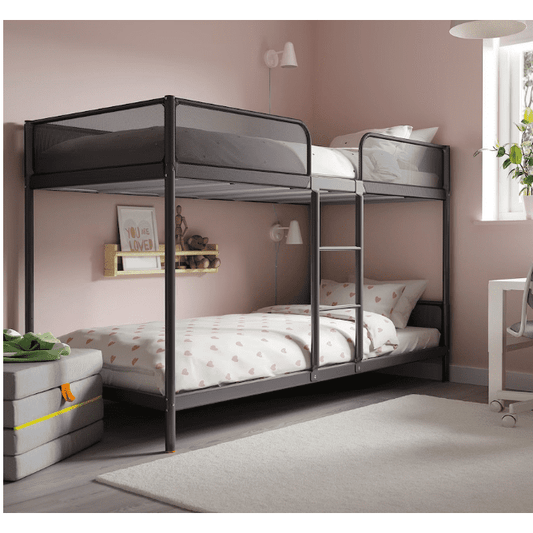 IKEA TUFFING Bunk bed frame, dark grey, 90x200 cm