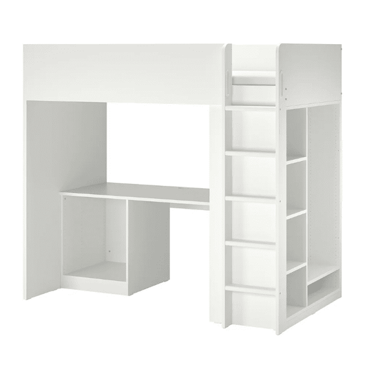 IKEA SMÃƒÆ’Ã¢â‚¬Â¦STAD Loft bed frame w desk and storage, white, 90x200 cm