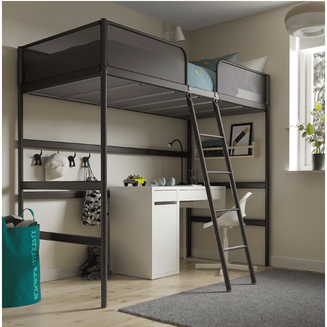 IKEA TUFFING Loft bed frame, dark grey, 90x200 cm