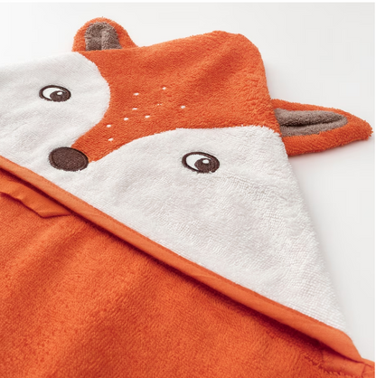 IKEA BRUMMIG Towel with hood, fox shaped/orange, 70x140 cm