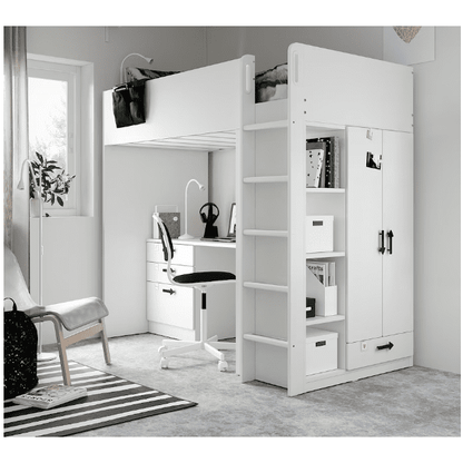 IKEA SMÃƒÆ’Ã¢â‚¬Â¦STAD Loft bed frame w desk and storage, white, 90x200 cm