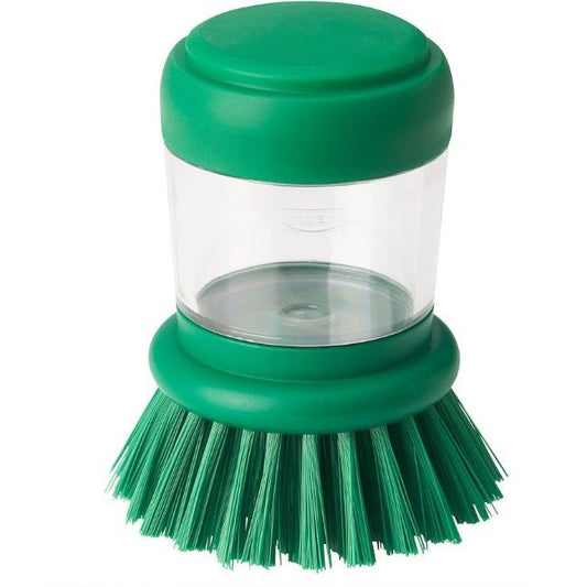 VIDEVECKMAL Dish-washing brush with dispenser, bright green