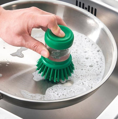 VIDEVECKMAL Dish-washing brush with dispenser, bright green