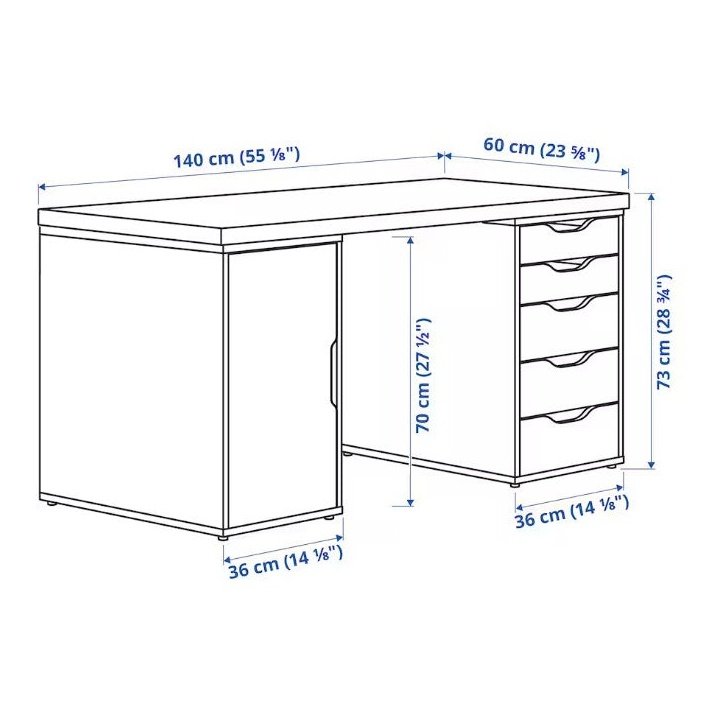 IKEA LAGKAPTEN / ALEX Desk, white, 140x60 cm