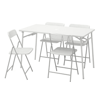 IKEA TORPARÃƒÆ’Ã¢â‚¬â€œ Table+4 folding chairs, outdoor, white/white/grey, 130 cm