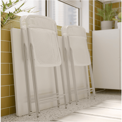 IKEA TORPARÃƒÆ’Ã¢â‚¬â€œ Table+4 folding chairs, outdoor, white/white/grey, 130 cm