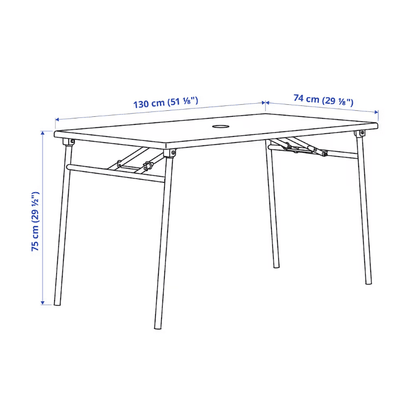 IKEA TORPARÃƒÆ’Ã¢â‚¬â€œ Table+4 folding chairs, outdoor, white/white/grey, 130 cm