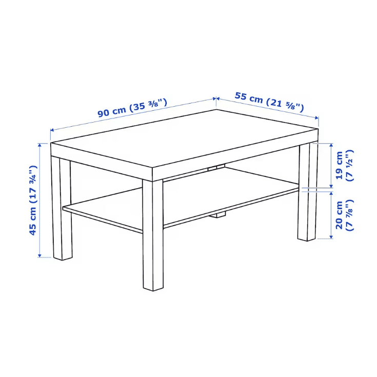 IKEA LACK Coffee table, white stained oak effect, 90x55 cm