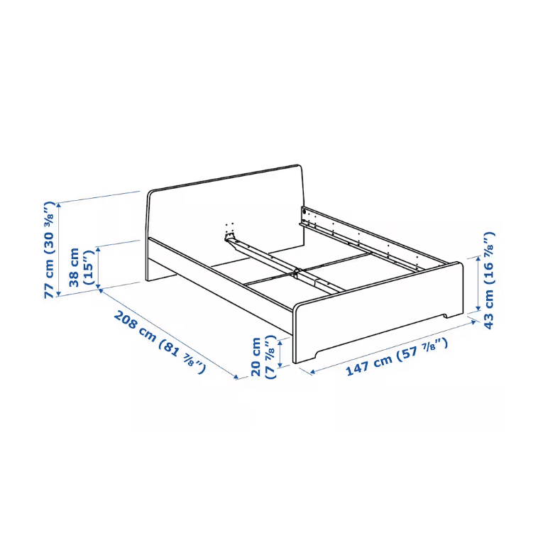 IKEA ASKVOLL Bed frame, white, 140x200 cm