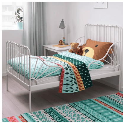 IKEA MINNEN Ext bed frame with slatted bed base, white, 80x200 cm