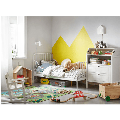 IKEA MINNEN Ext bed frame with slatted bed base, white, 80x200 cm