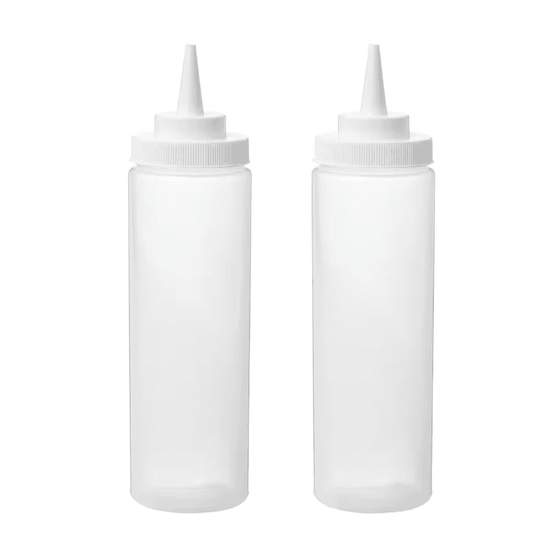 GRILLTIDER Squeeze bottle, plastic/transparent, 330 ml (SET 0F 2)