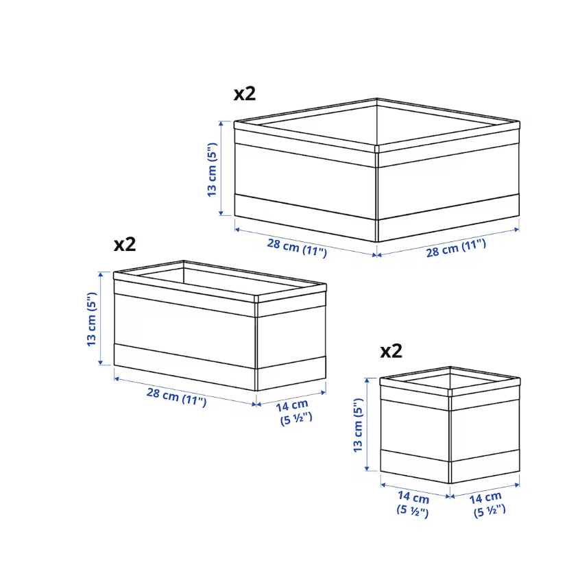 SKUBB Box, set of 6, dark grey