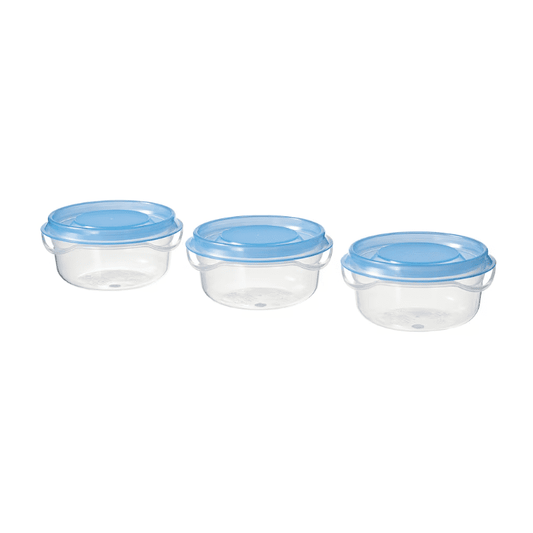 PRUTA Food container, transparent/blue, 70 ml (Set of 3)