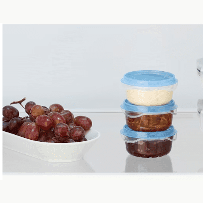 PRUTA Food container, transparent/blue, 70 ml (Set of 3)